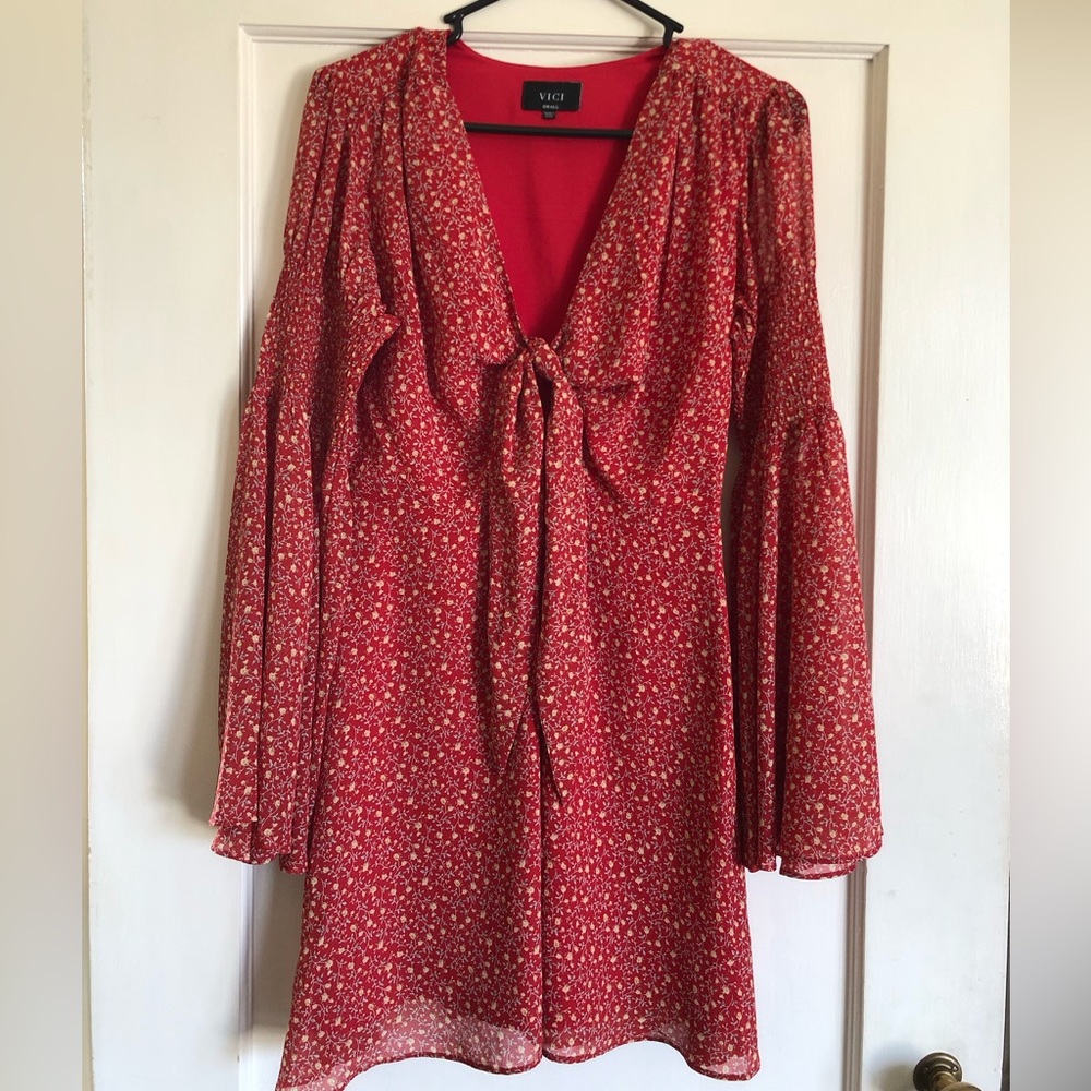 Red Floral Vici brand Summer Dress